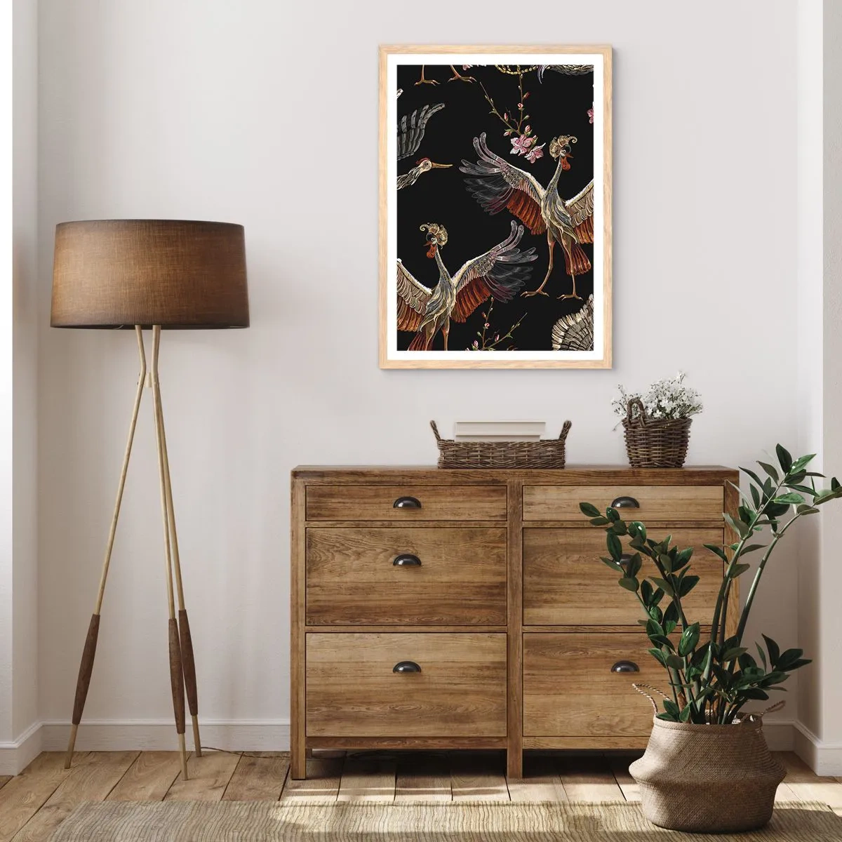 Poster în ramă de stejar deschis - Pasăre de basm - 30x40 cm