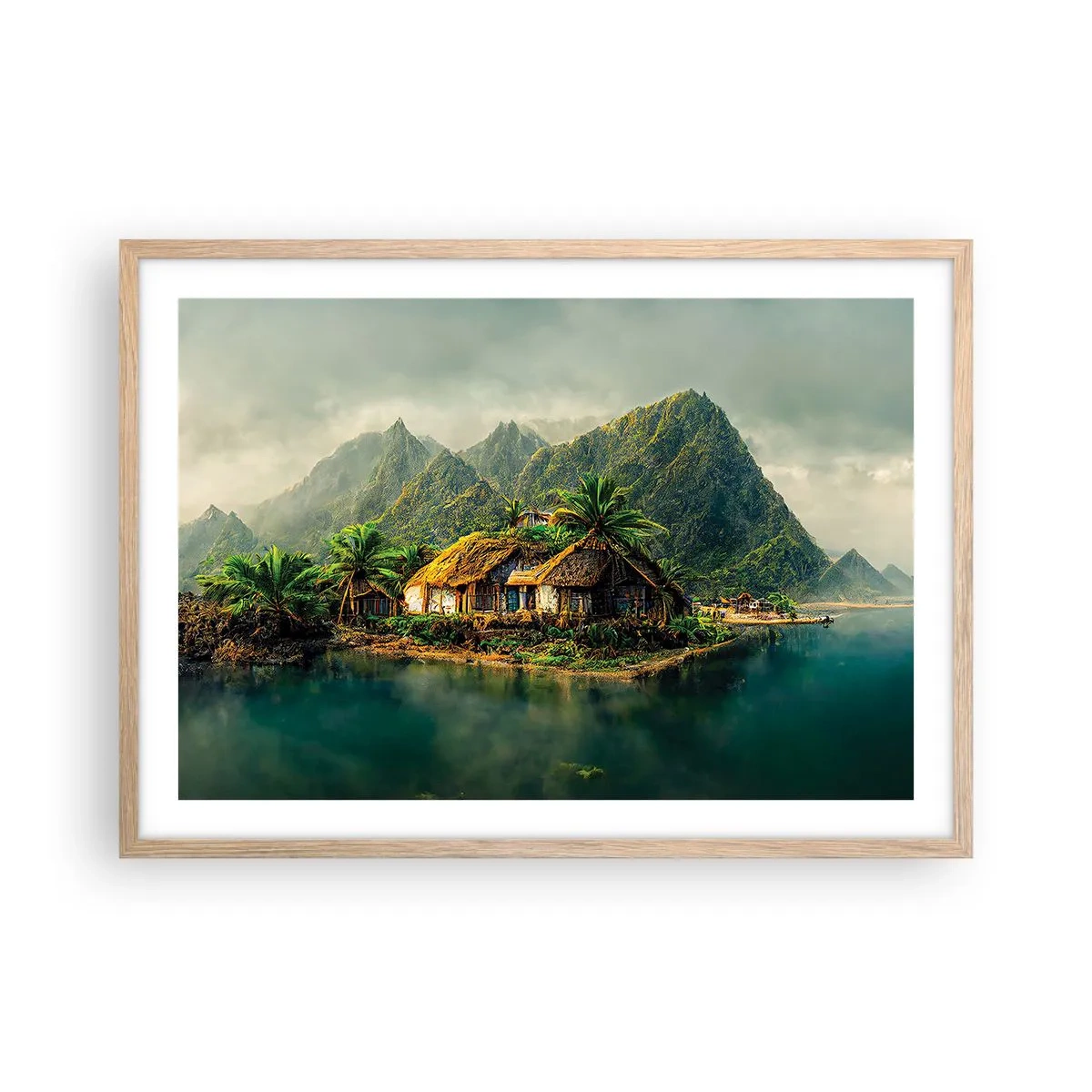 Poster în ramă de stejar deschis - Paradisul tropical - 70x50 cm