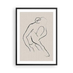 Poster în ramă neagră - O schiță minimalistă a unei siluete feminine - 50x70cm - Schiță intimă - Decorațiune modernă pentru perete pentru living și dormitor ARTTOR