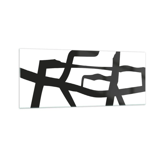Tablou pe sticlă - Construcție în alb și negru - 100x40 cm