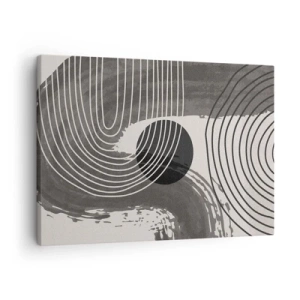 Tablou pe pânză Canvas - Linii geometrice și ovale în nuanțe monocromatice - 70x50cm - Ovalul câștigă - Decorațiune modernă pentru perete pentru living și dormitor ARTTOR