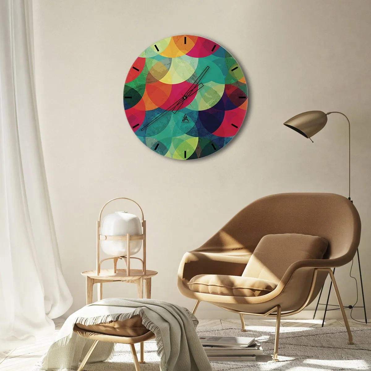 Ceas de perete - Ceas pe sticlă - Să intrăm în curcubeu - 30x30 cm