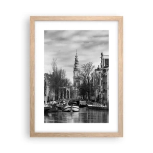 Poster în ramă de stejar deschis - Amsterdam vibes - 30x40 cm