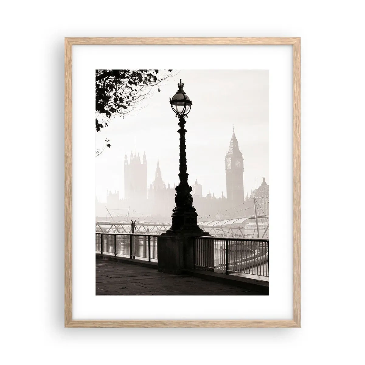 Poster în ramă de stejar deschis - Londra de dimineața - 40x50 cm