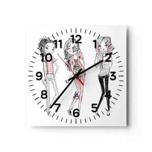 Ceas de perete - Ceas pe sticlă - Hai la distracție - 40x40 cm