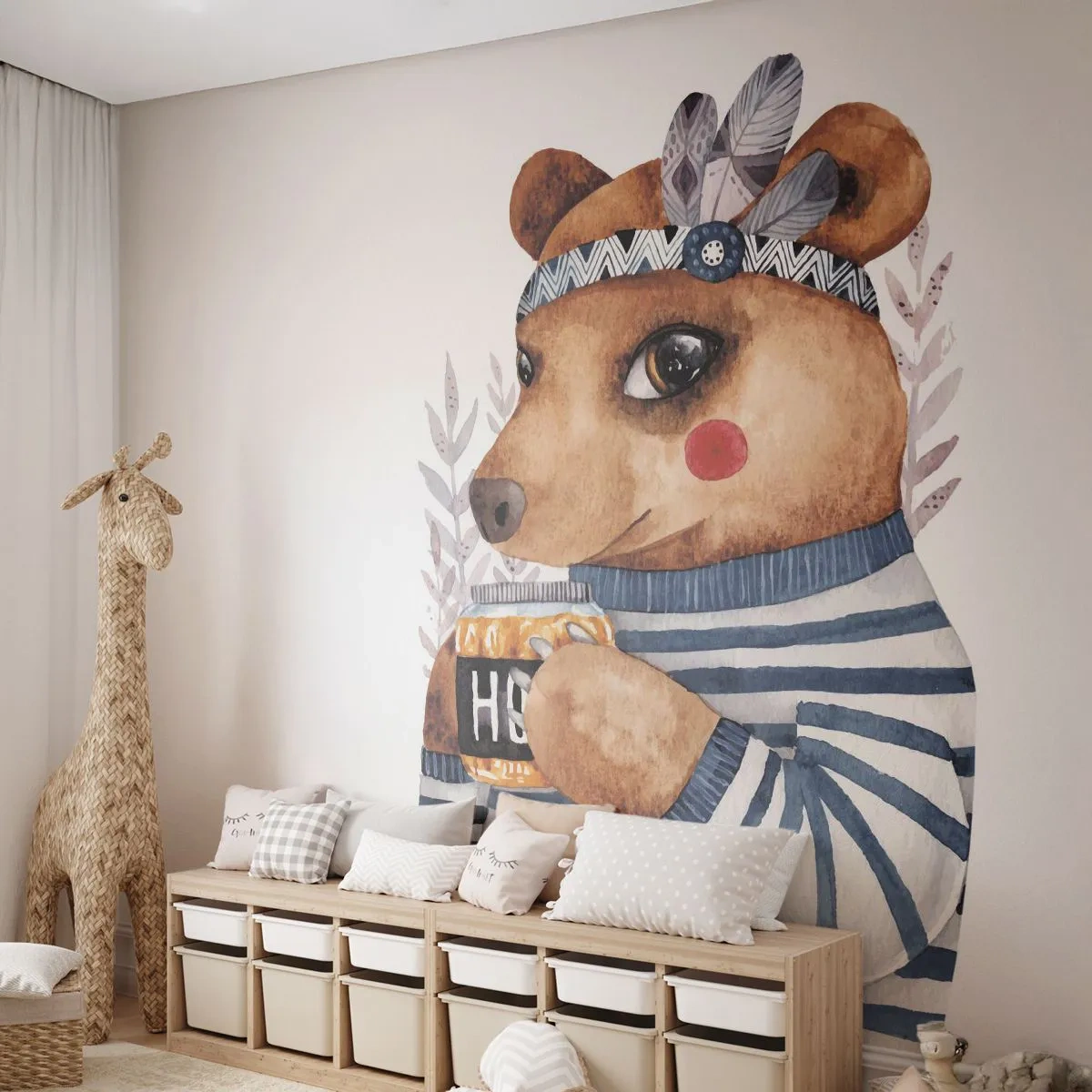 Tapet Premium Sand - Ursoaică dulce - Abstracția, Pentru copii, Urs - 250x175 cm