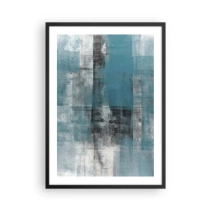 Poster în ramă neagră - Compoziție abstractă în nuanțe de albastru și gri - 50x70cm - Apă și aer - Decorațiune modernă pentru perete pentru living și dormitor ARTTOR
