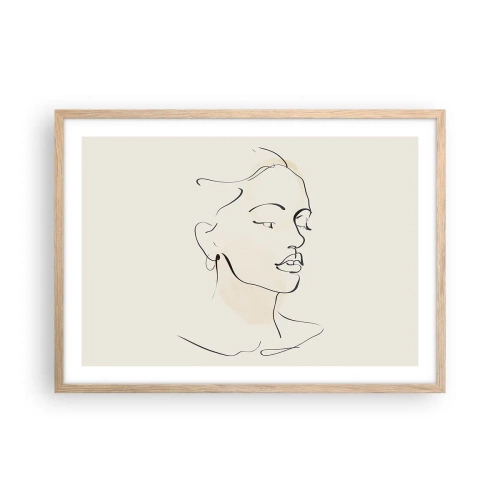 Poster în ramă de stejar deschis - Cu o linie sigură - 70x50 cm