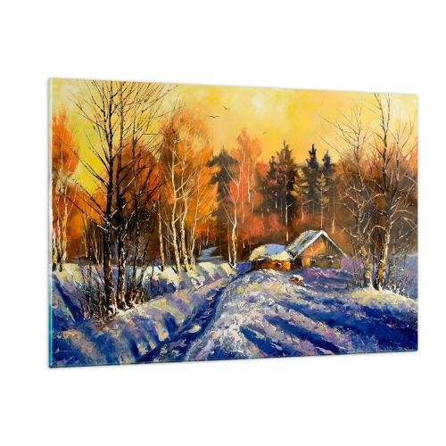 Tablou pe sticlă - Impresie de iarnă în soare - 120x80 cm