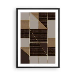 Poster în ramă neagră - Compoziție geometrică în nuanțe de maro și auriu - 50x70cm - Un mozaic de maro și auriu - Decorațiune modernă pentru perete pentru living și dormitor ARTTOR
