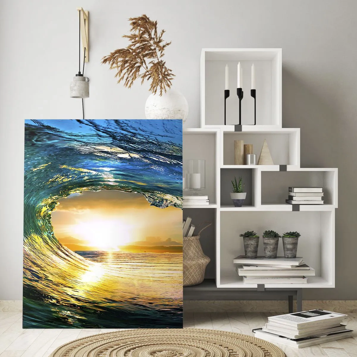 Tablou pe sticlă - În cristal de aur și smarald - 50x70 cm