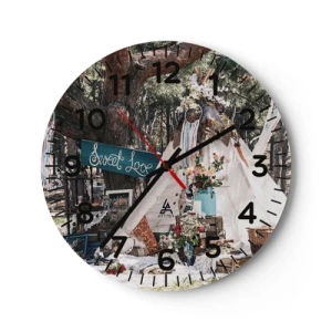 Ceas de perete - Ceas pe sticlă - Make love… - 40x40 cm