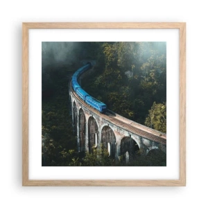 Poster în ramă de stejar deschis - Cu trenul spre natură - 40x40 cm