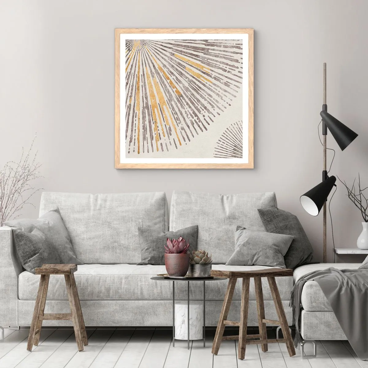 Poster în ramă de stejar deschis - Frumusețea razei - 60x60 cm