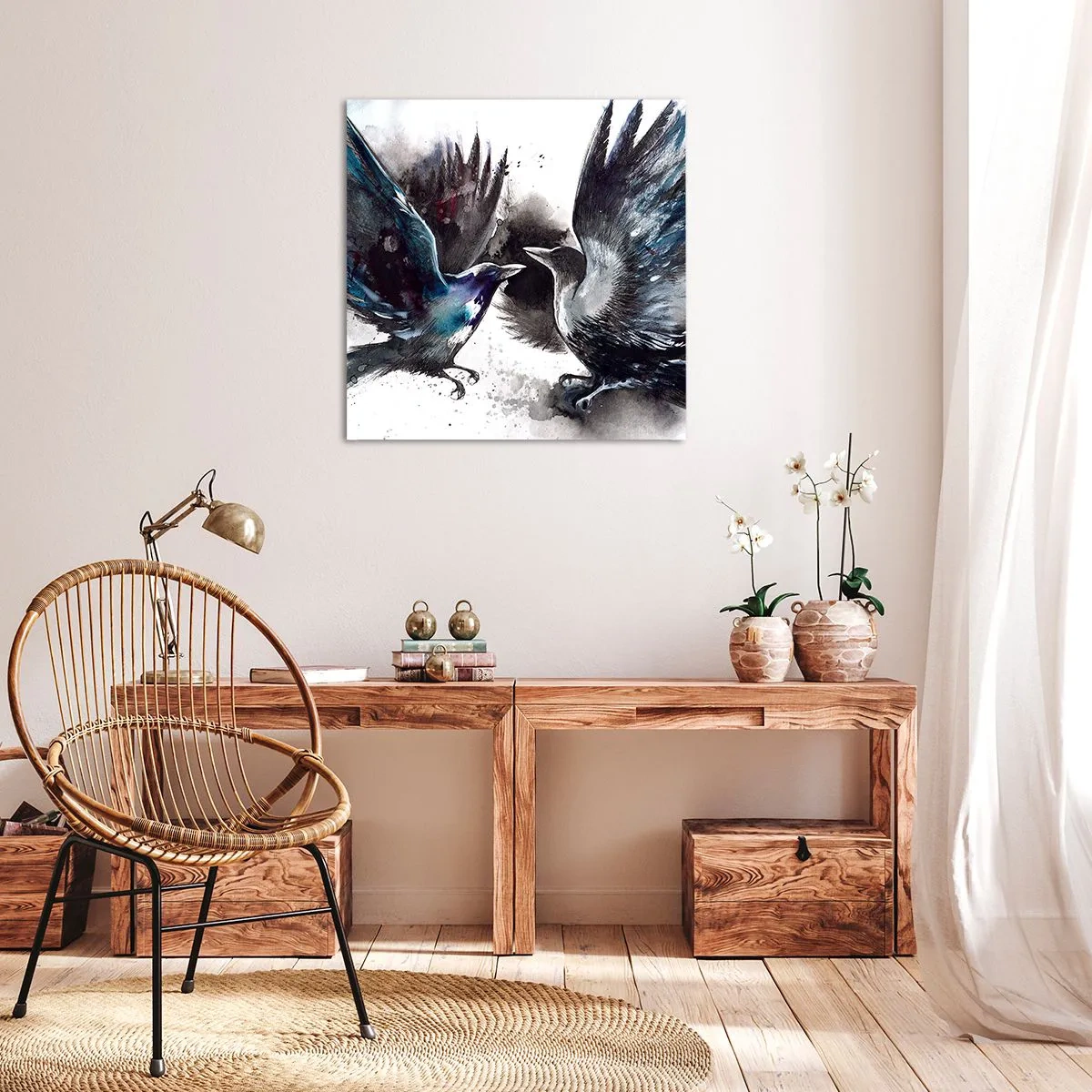 Tablou pe pânză - Bătălia corbilor - 70x70 cm