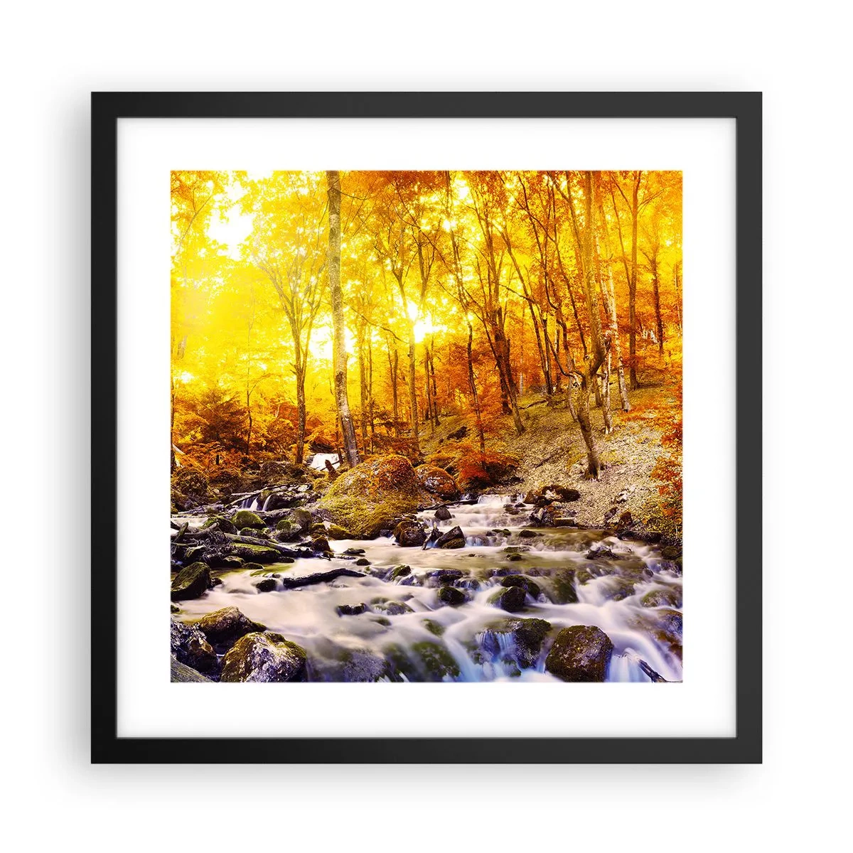 Poster în ramă neagră - Pietre montate în aur și platină - 40x40 cm