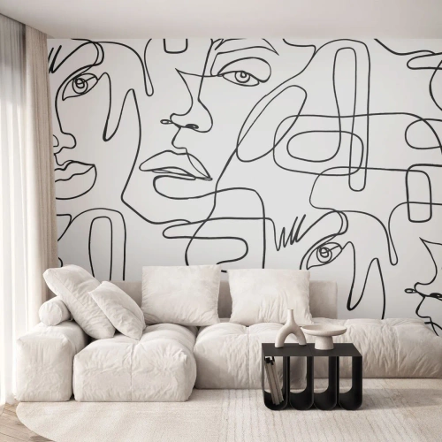 Tapet Premium Canvas - Într-o încurcătură de emoții - Chipurile, Linia, Ochi - 450x315 cm