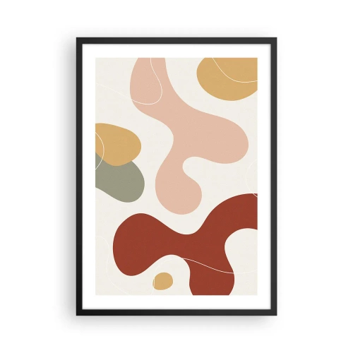 Poster în ramă neagră - O compoziție abstractă în nuanțe pastelate calde. - 50x70cm - Pete colorate? - Decorațiune modernă pentru perete pentru living și dormitor ARTTOR