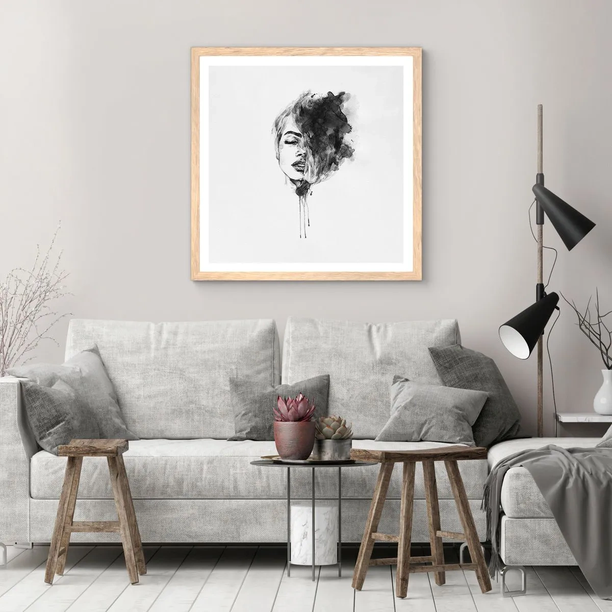 Poster în ramă de stejar deschis - La ce visează frumoasa - 50x50 cm