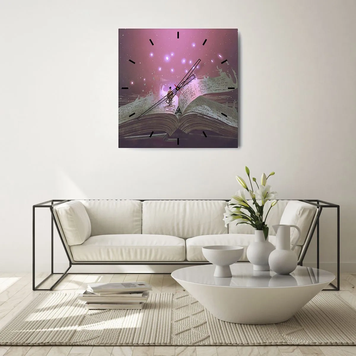 Ceas de perete - Ceas pe sticlă - O invitație către o altă lume - citiți! - 40x40 cm