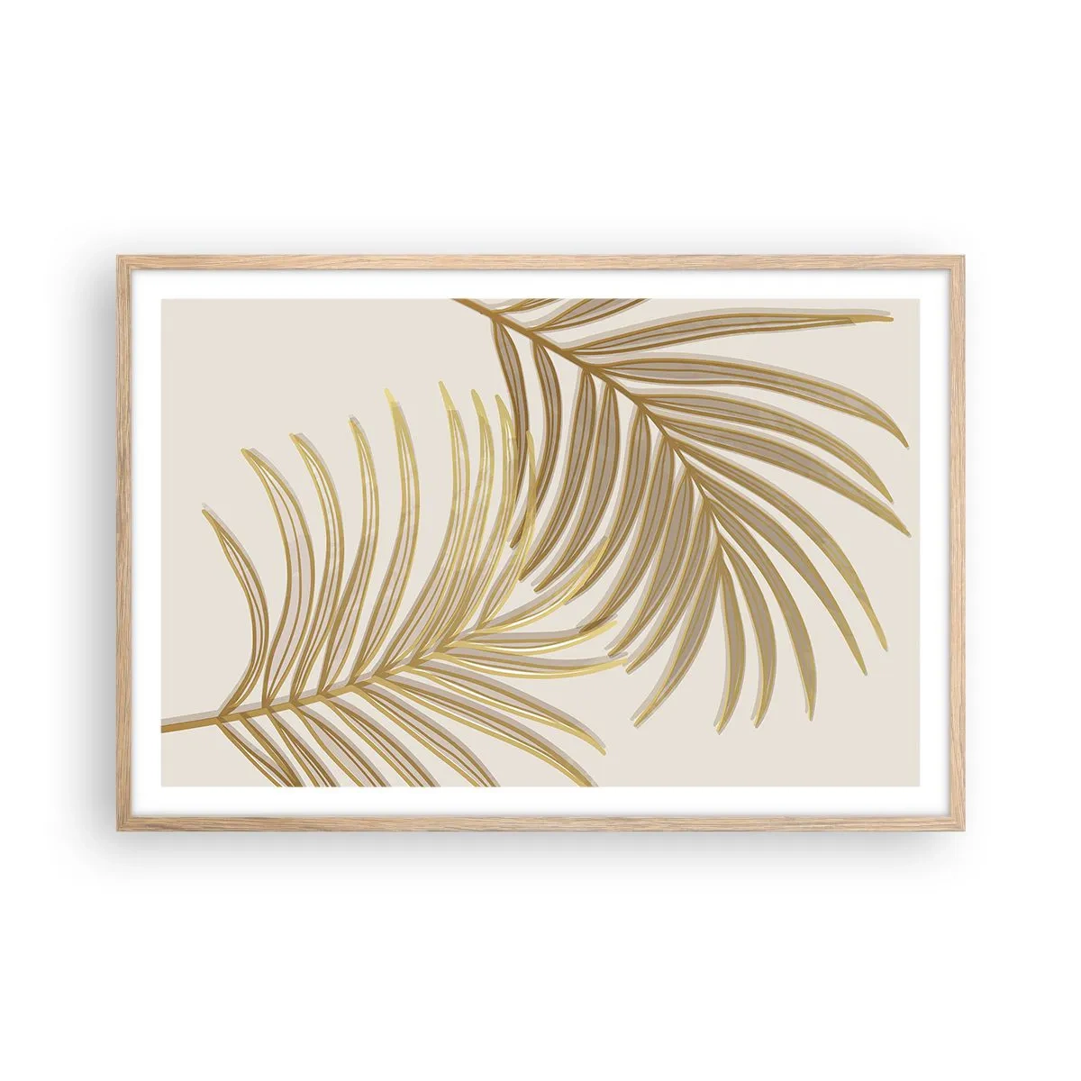 Poster în ramă de stejar deschis - Palmier de aur! - 91x61 cm