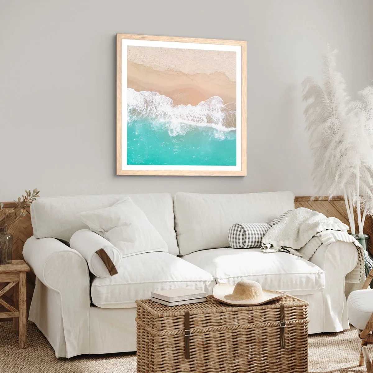 Poster în ramă de stejar deschis - Atingere mângâietoare - 60x60 cm