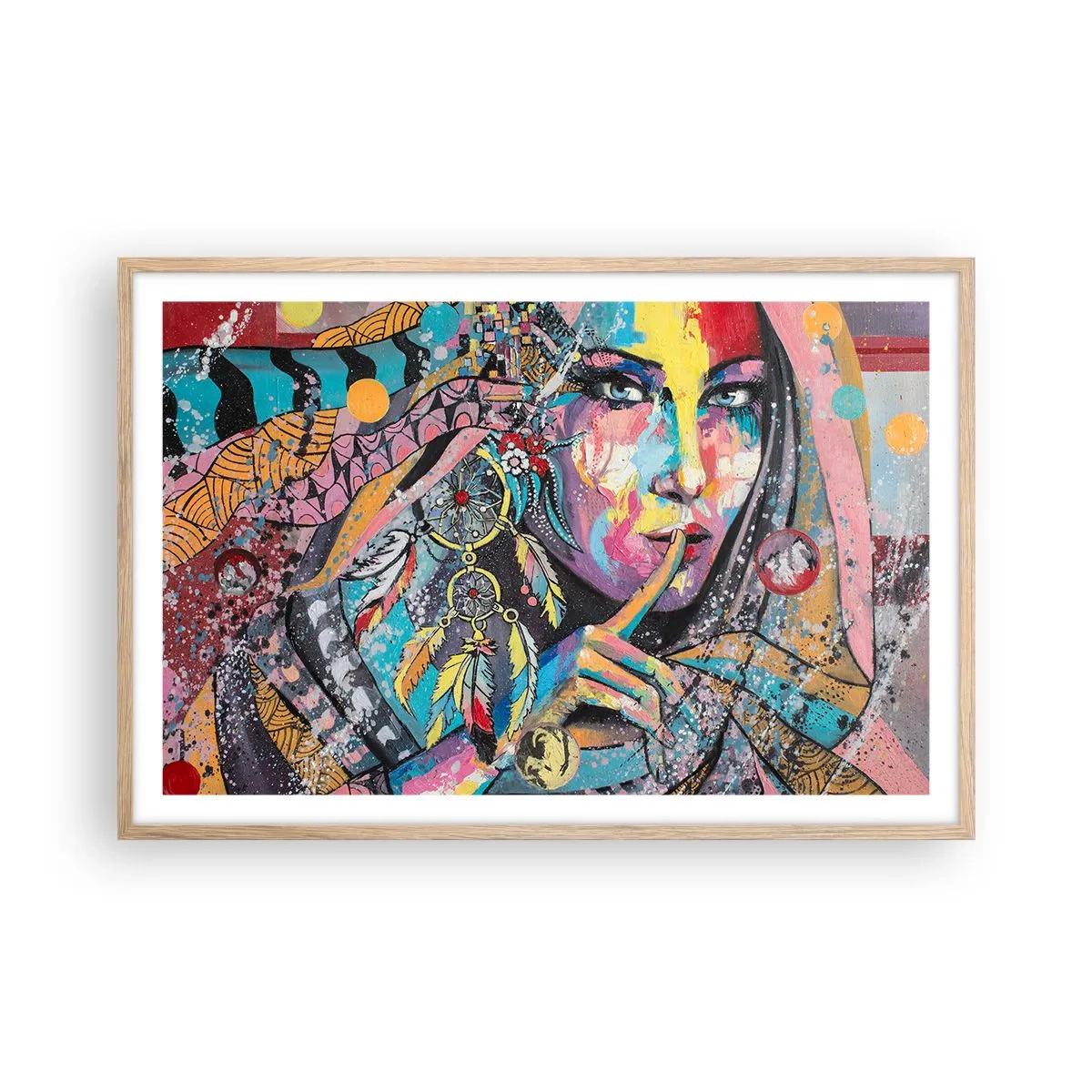 Poster în ramă de stejar deschis - Taci până când înțelegi - 91x61 cm