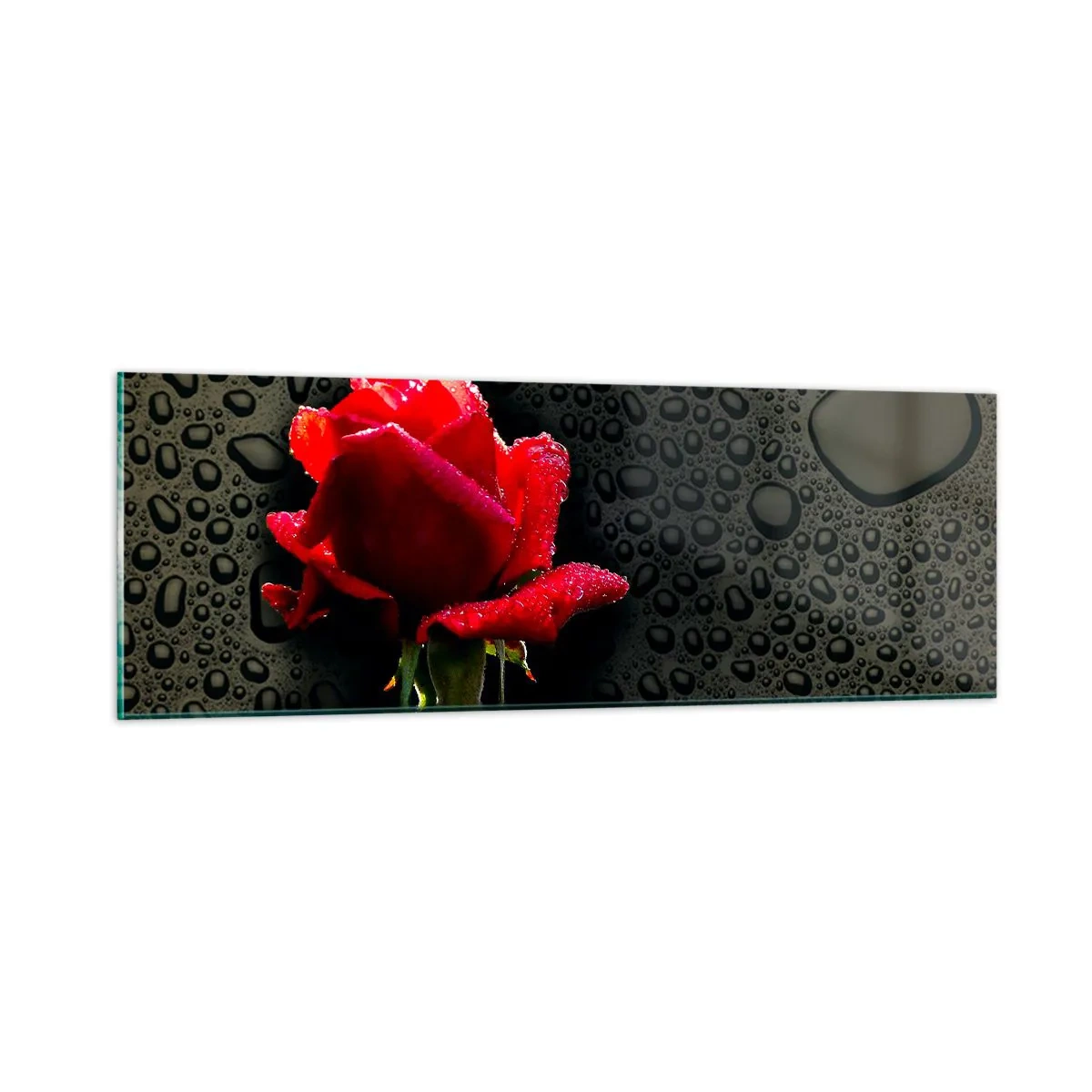 Tablou pe sticlă - Roșu și negru - 90x30 cm