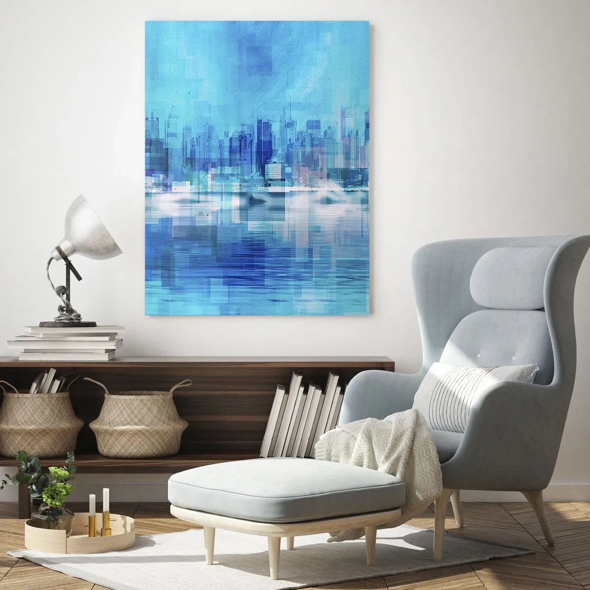 Tablou pe sticlă - Înecate în albastru - 50x70 cm