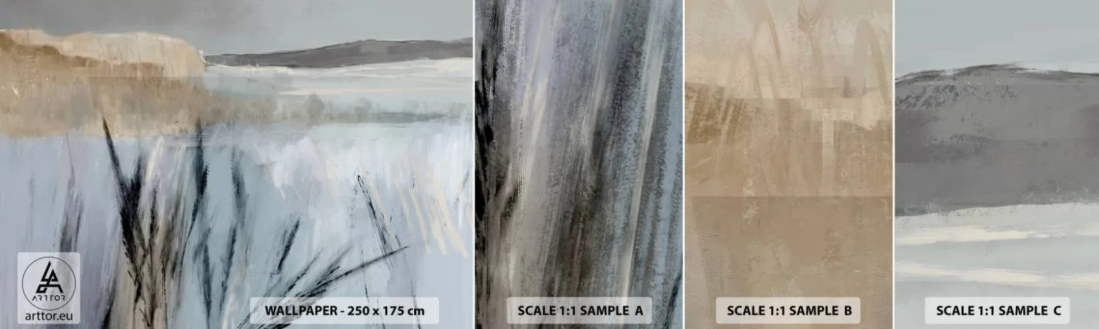 Mostră tapet autocolant Deluxe Sticker - Câmpuri de iarnă - Luminos, Minimalism, Bucată - 100x30 cm