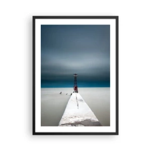 Poster în ramă neagră - Un far la capătul digului, în stil minimalist - 50x70cm - Pentru a întâlni infinitul - Decorațiune modernă pentru perete pentru living și dormitor ARTTOR
