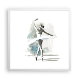 Poster în ramă albă - Fermecată într-o lebădă - 60x60 cm