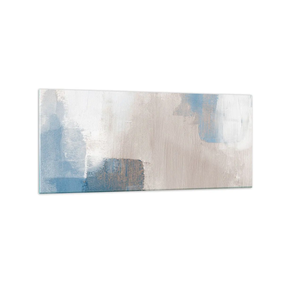 Tablou pe sticlă - Abstracție roz în spatele unui voal de albastru - 120x50 cm