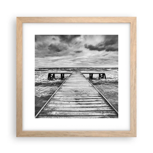 Poster în ramă de stejar deschis - Aștept ca vântul să fugărească... - 30x30 cm