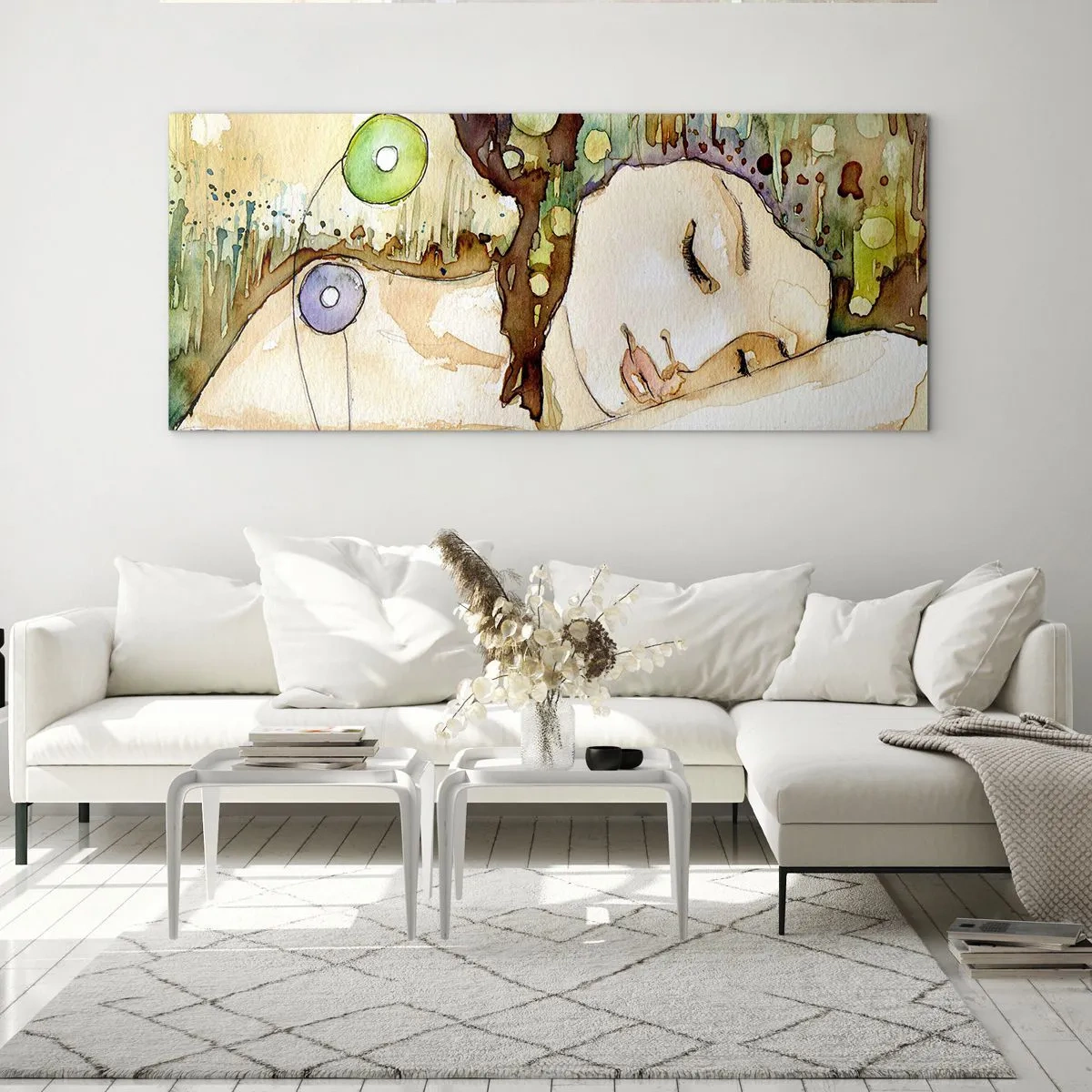 Tablou pe sticlă - Visul violet smarald - 90x30 cm