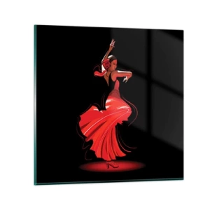 Tablou pe sticlă - Spiritul înflăcărat al flamenco-ului - 60x60 cm