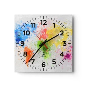 Ceas de perete - Ceas pe sticlă - Toate culorile lumii - 40x40 cm
