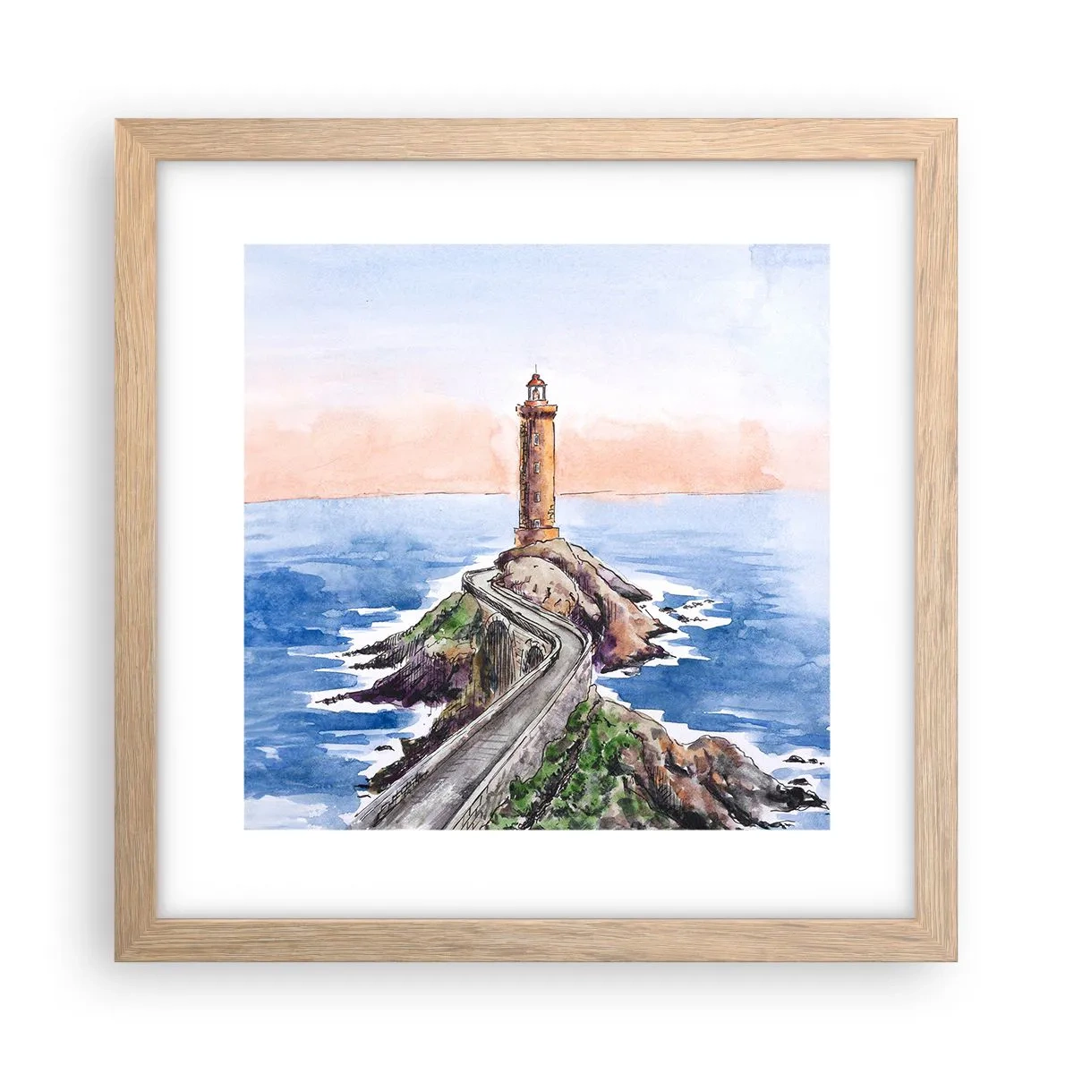 Poster în ramă de stejar deschis - Cu fața la mare - 30x30 cm