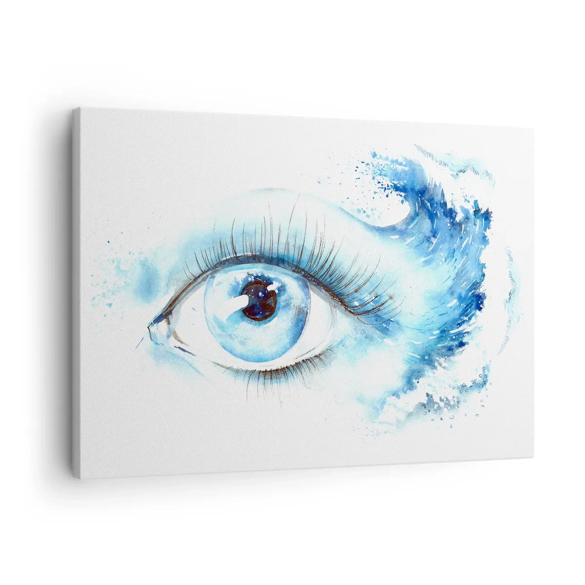 Tablou pe pânză Canvas - Acuarelă artistică a unui ochi cu o undă dinamică - 70x50cm - Scufundă-te în albastrul privirii - Decorațiune modernă pentru perete pentru living și dormitor ARTTOR