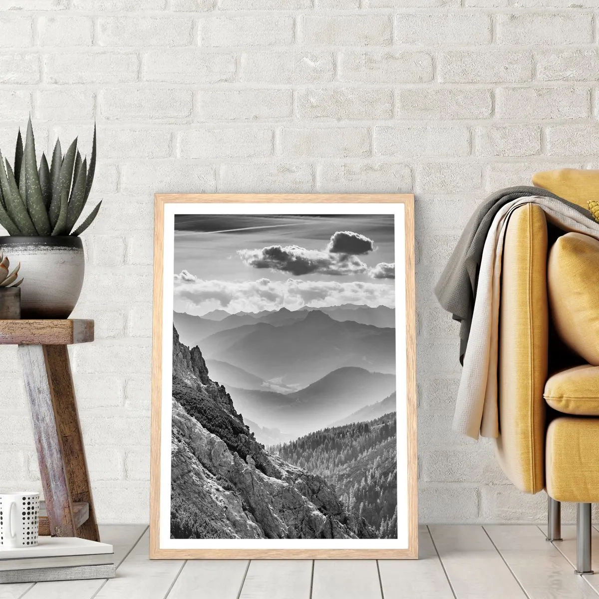 Poster în ramă de stejar deschis - Dincolo de orizont - 70x100 cm