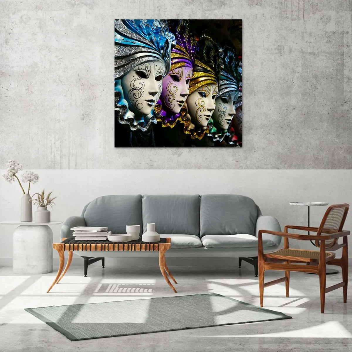 Tablou pe sticlă - Mister în aur și argint - 70x70 cm