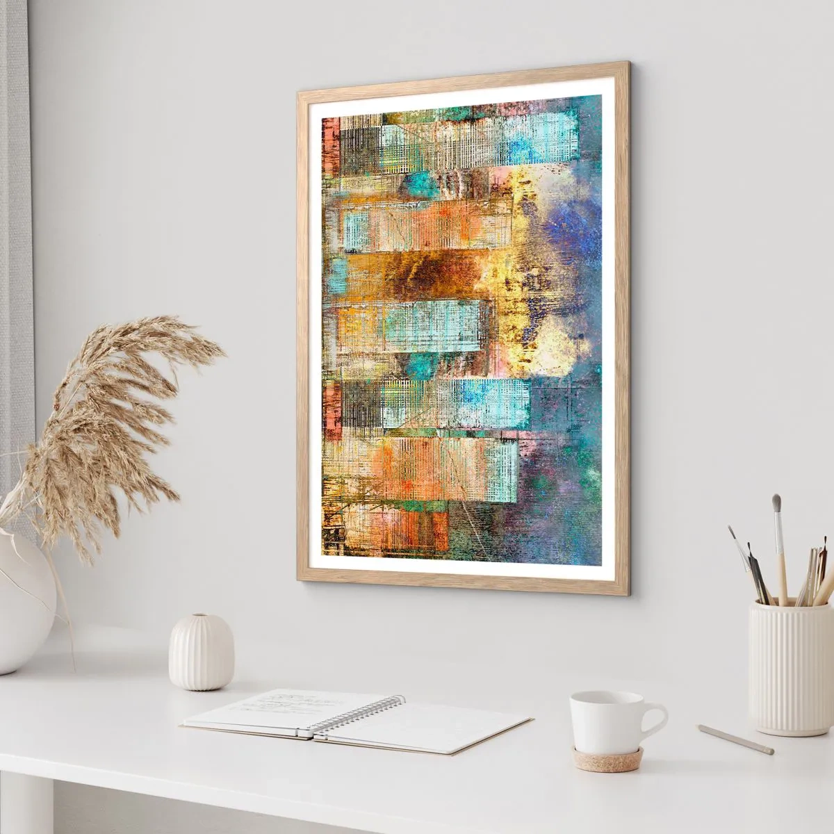 Poster în ramă de stejar deschis - Metropola însorită - 30x40 cm