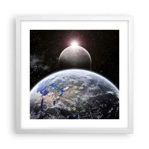 Poster în ramă albă - Peisaj cosmic - răsărit de soare - 40x40 cm