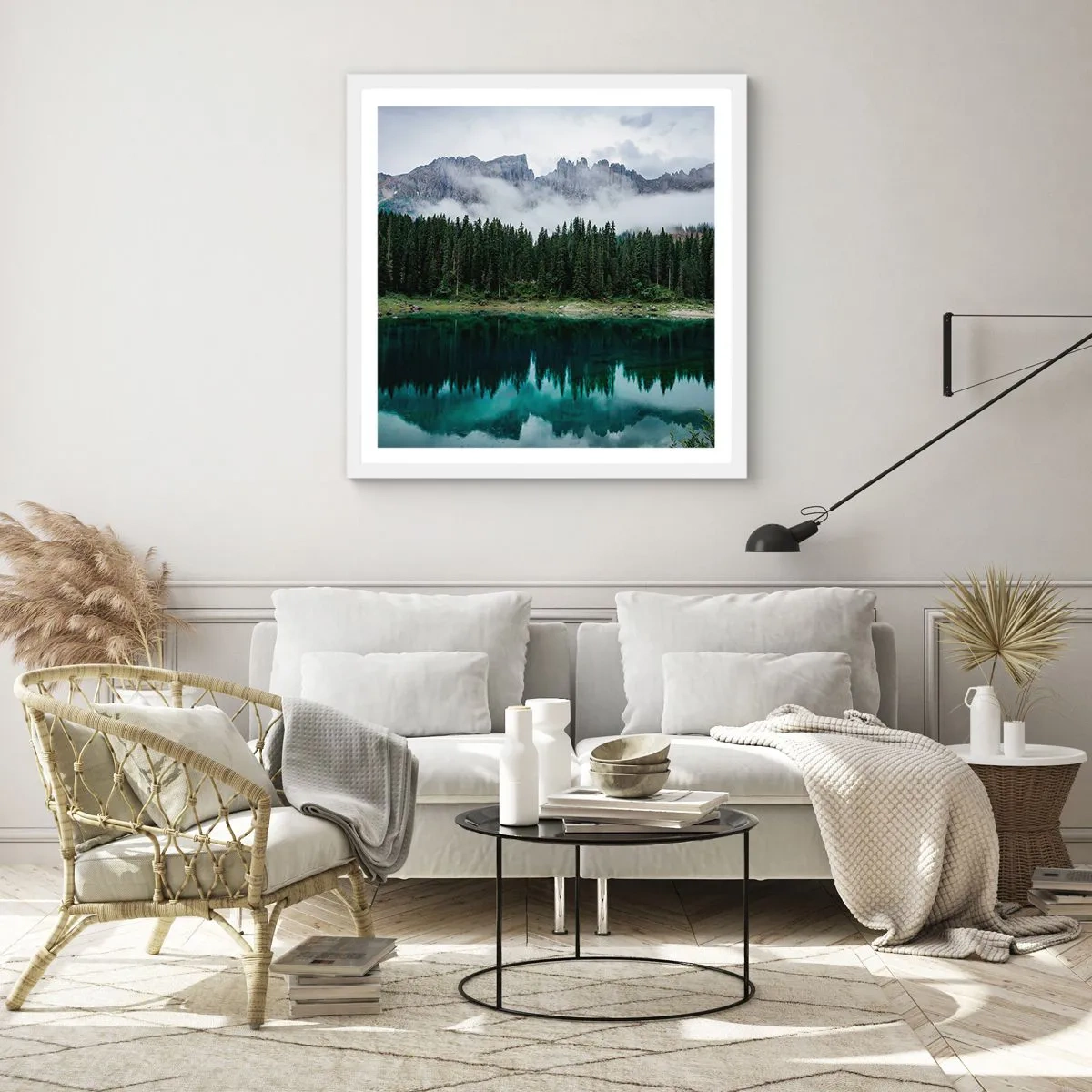 Poster în ramă albă - Liniște, liniște, să nu trezim apa care doarme... - 50x50 cm