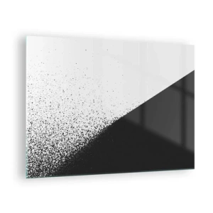 Tablou pe sticlă - O compoziție minimalistă în alb și negru cu efect de dezintegrare - 70x50cm - Din ce în ce mai repede, din ce în ce mai mult - Decorațiune modernă pentru perete pentru living și dormitor ARTTOR
