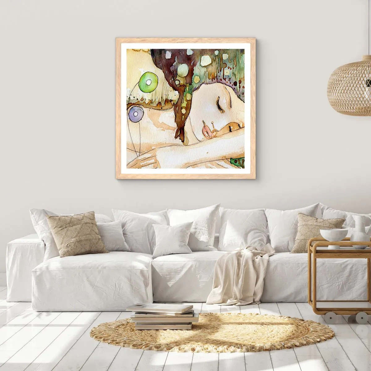 Poster în ramă de stejar deschis - Visul violet smarald - 50x50 cm