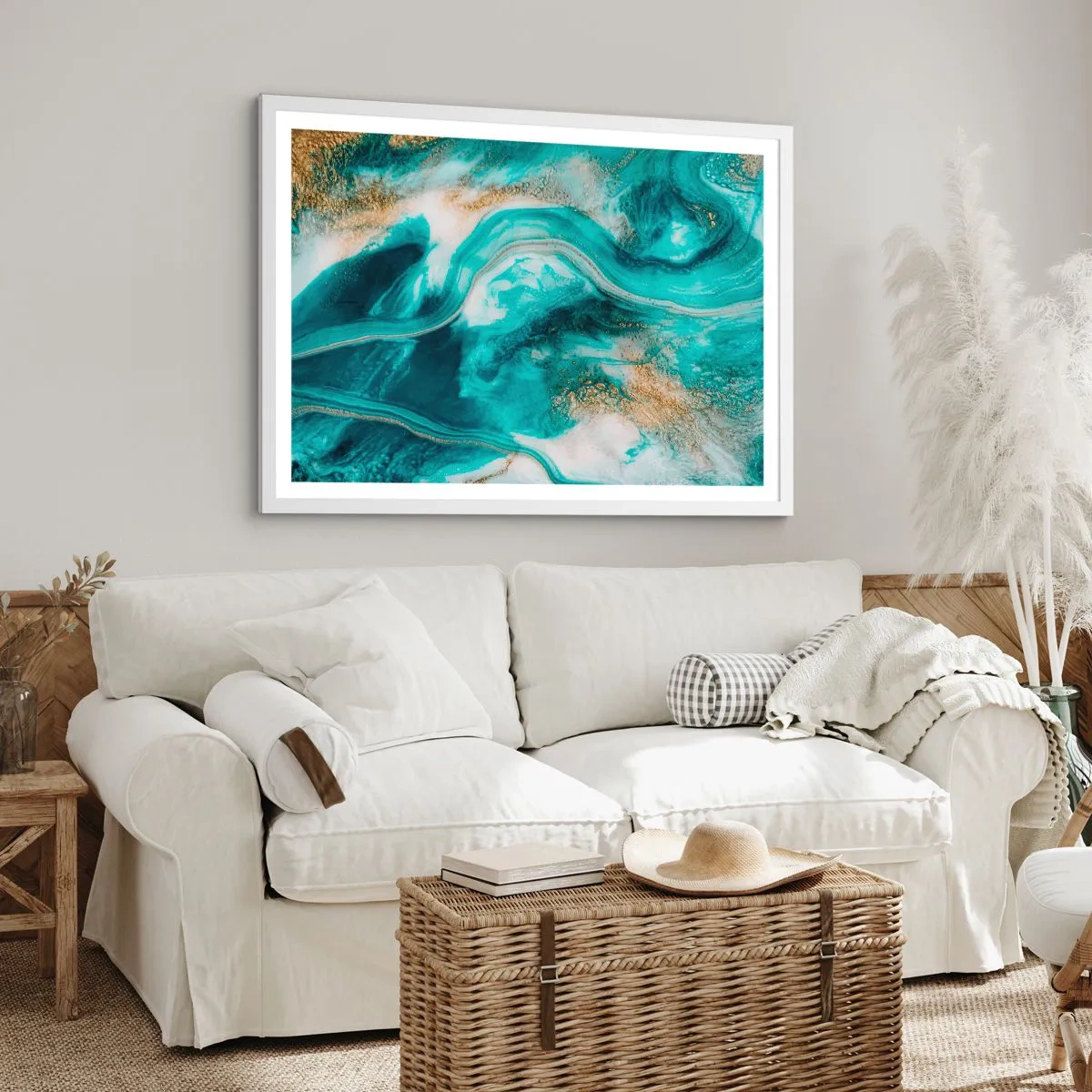 Poster în ramă albă - Râul de aur - 100x70 cm