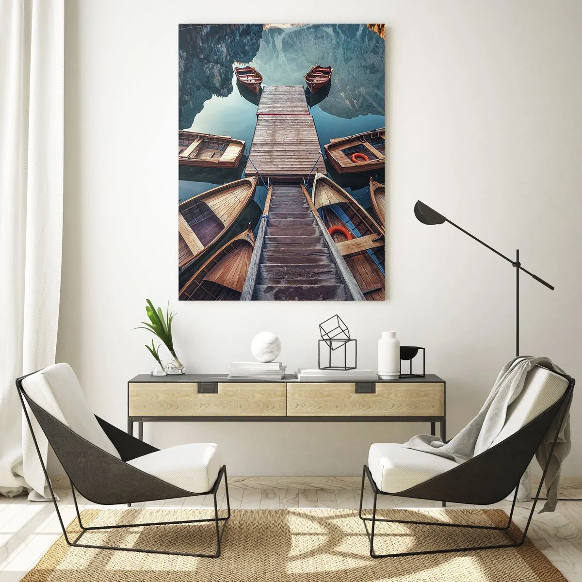 Tablou pe sticlă - Așteptând în port - 80x120 cm