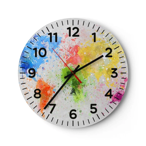 Ceas de perete - Ceas pe sticlă - Toate culorile lumii - 30x30 cm