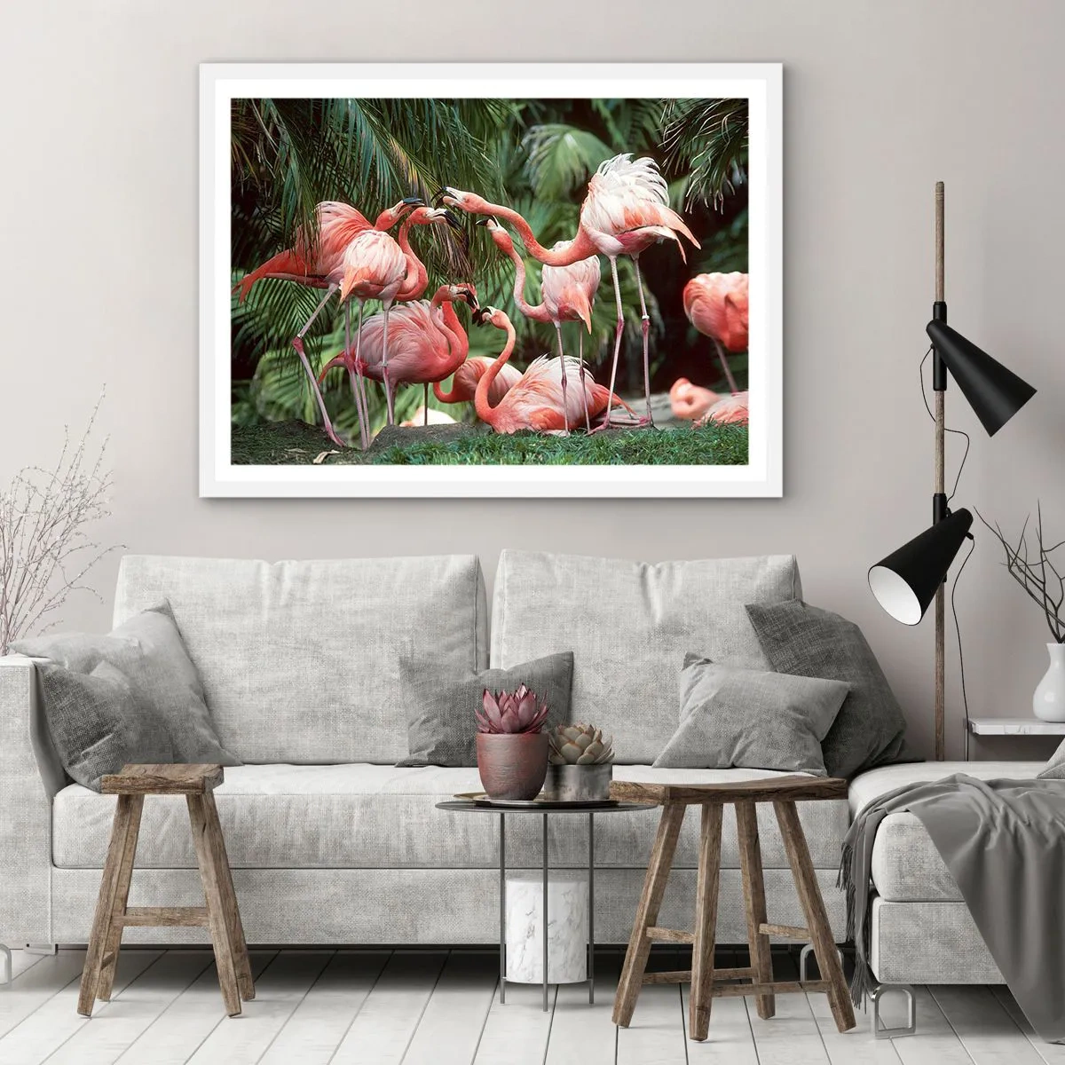 Poster în ramă albă - Bârfa de după-amiază - 70x50 cm